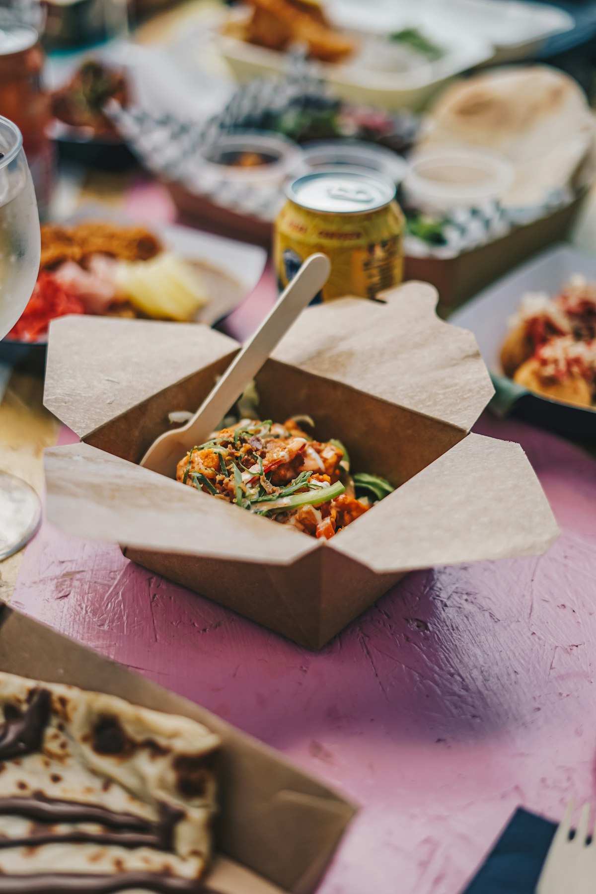 Takeaway box of noodles